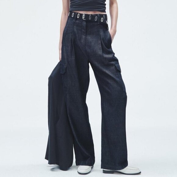 *Hemmed*rag & bone Featherweight Cassidy Cargo Jean/Trouser 32 Rinse Blue - Picture 1 of 16